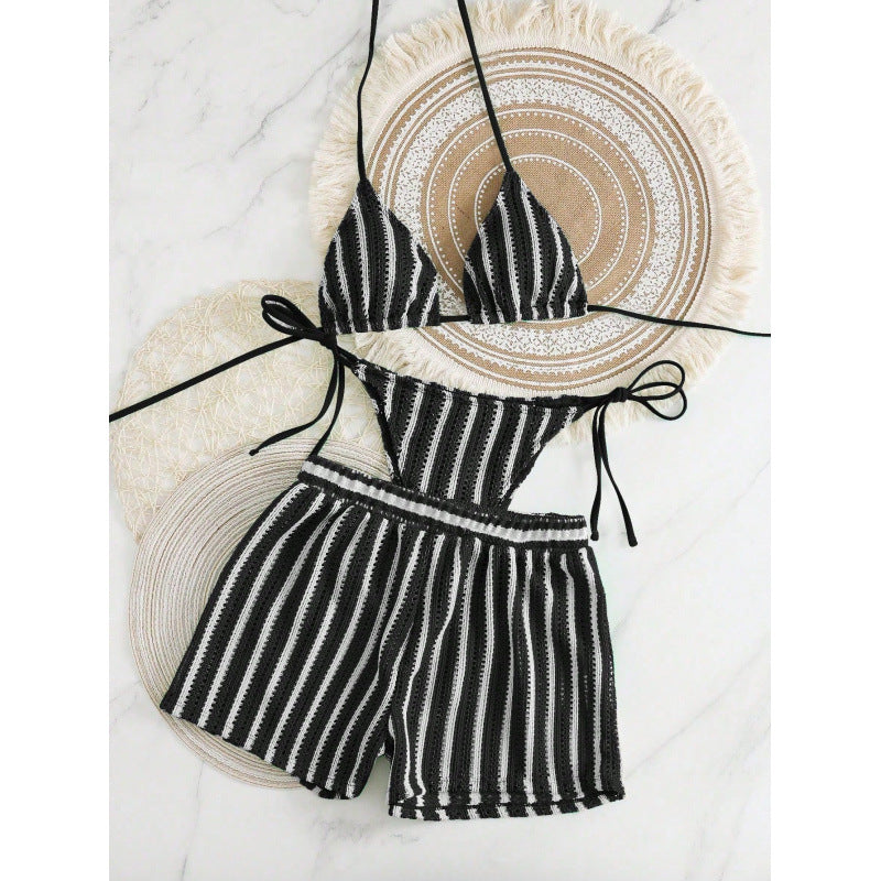 Damen Bikini-Set mit Rüschen und verspieltem Streifenmuster Echo Archiv