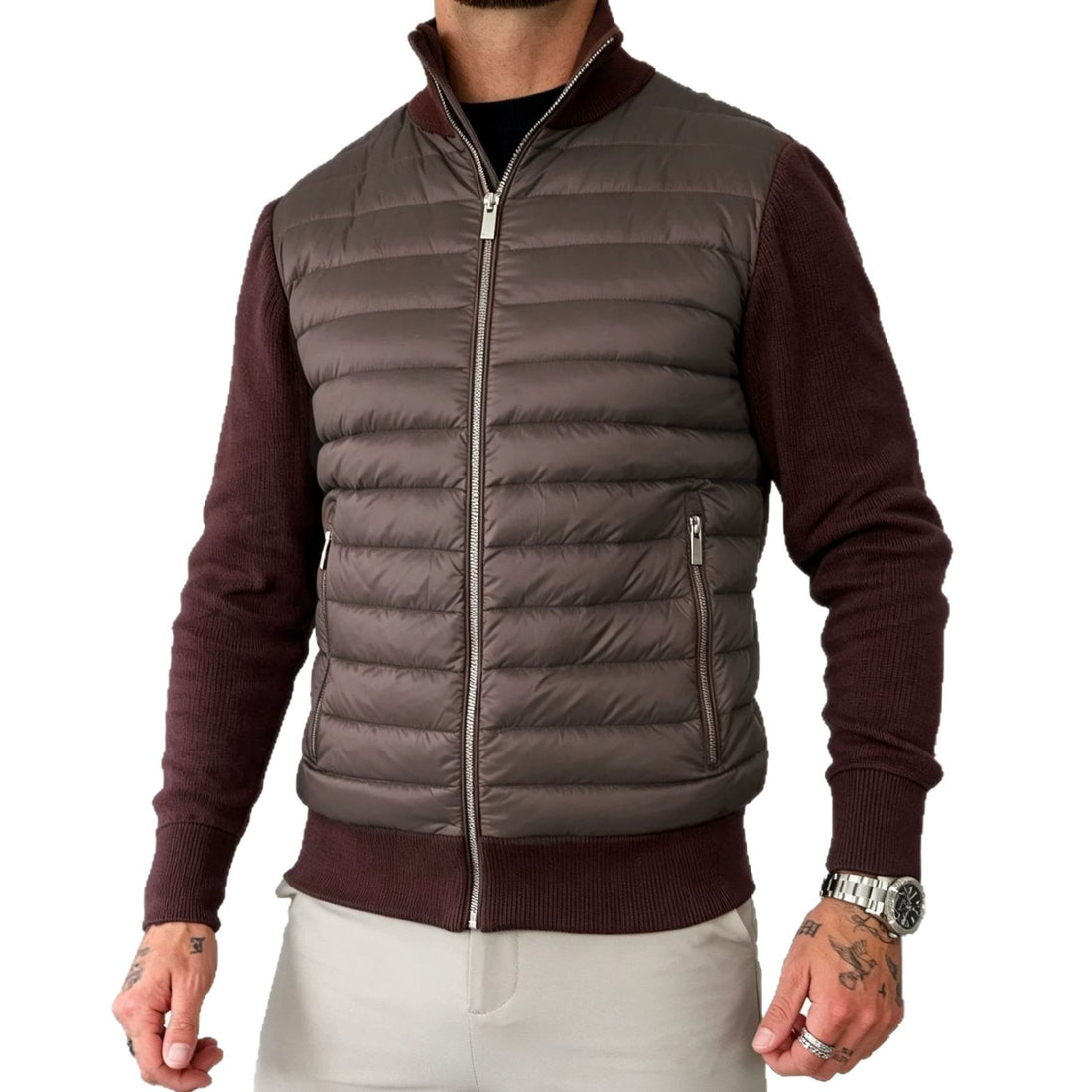 Herren Modische Steppjacke mit hohem Kragen – Taviero