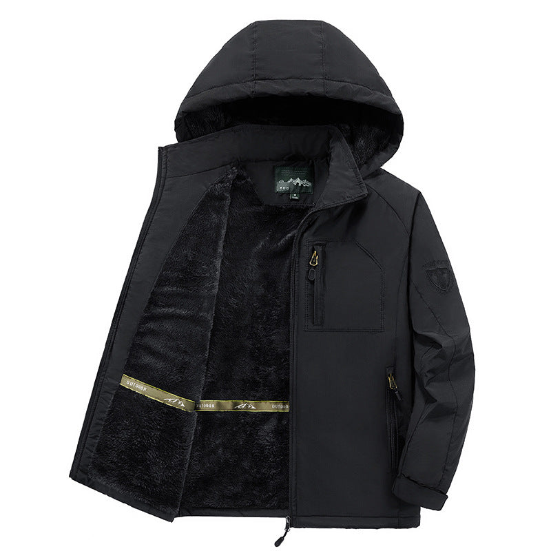 Herren nan winddichte Thermojacke mit kuscheligem Kunstfell-Innenfutter, Kapuze und multifunktionalen Reißverschlusstaschen Echo Archiv