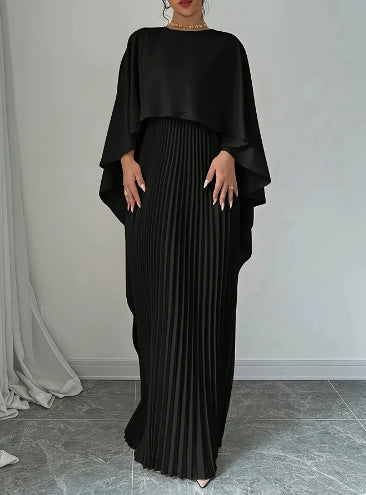 Damen Maxikleid mit plissiertem Rock und fließendem Cape Echo Archiv