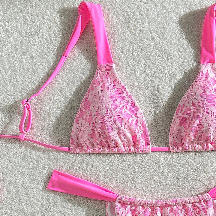 Damen Triangel-Bikini mit floralem Spitzenmuster und verstellbaren Trägern Echo Archiv