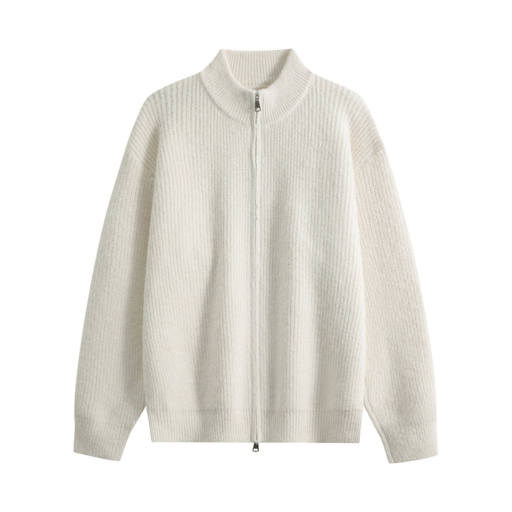 Damen Oversize-Strickjacke mit Rundhalsausschnitt, Rippsaum & Kontrastknöpfen Echoarchiv