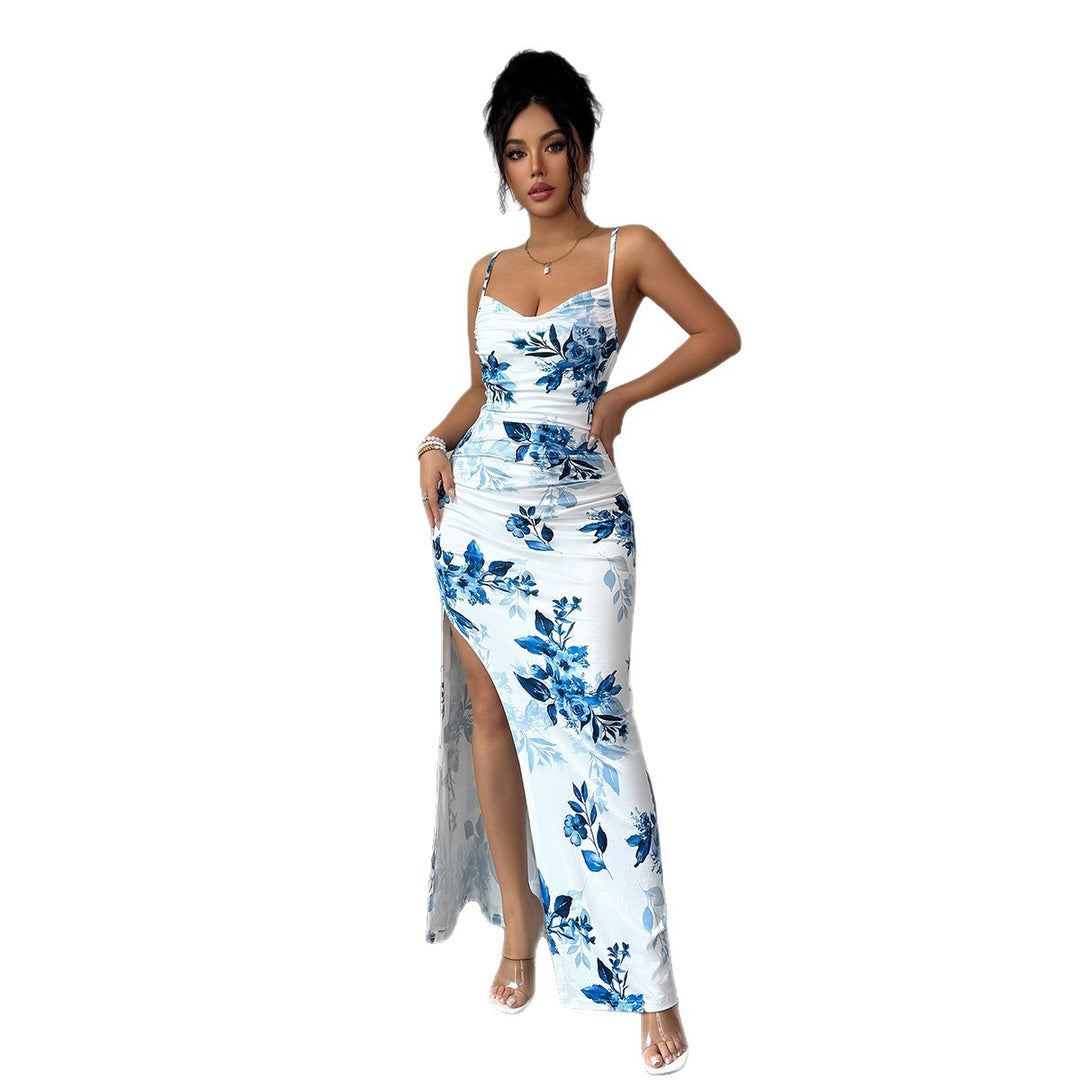 Damen Maxi-Kleid mit seitlichem Schlitz und blumigem Design Echo Archiv