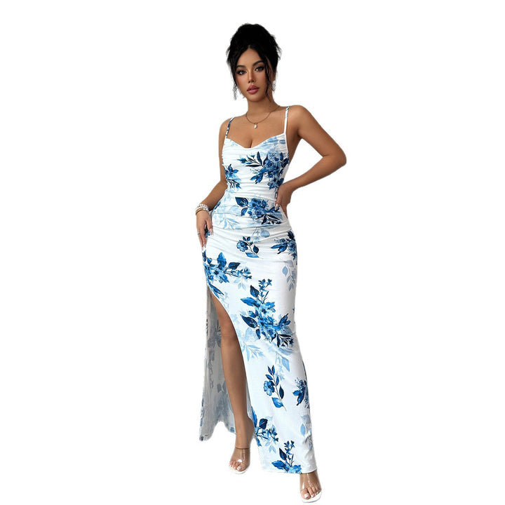 Damen Maxi-Kleid mit seitlichem Schlitz und blumigem Design Echo Archiv