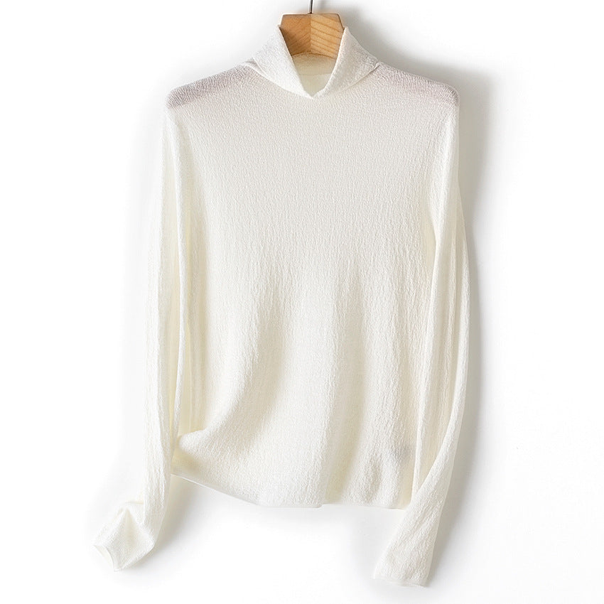 Damen Feiner Crinkle-Rollkragenpullover mit leichtem Fall Echoarchiv