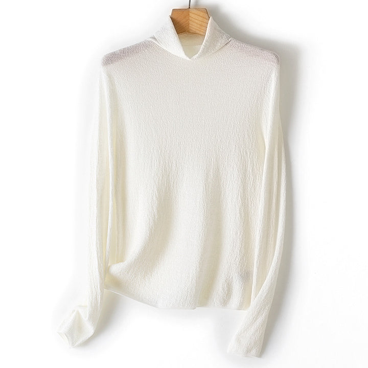Damen Feiner Crinkle-Rollkragenpullover mit leichtem Fall Echoarchiv