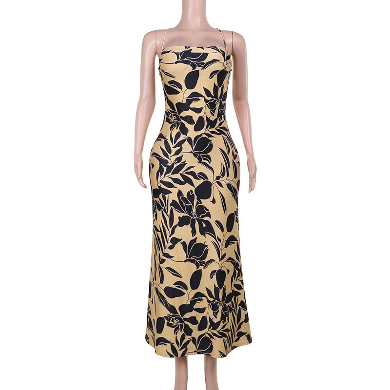 Damen Maxikleid mit floralem Muster und schmalen Spaghettiträgern Echo Archiv