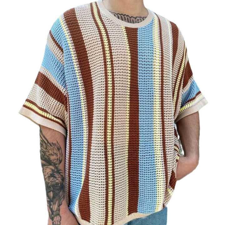 Herren luftiges Strick-T-Shirt im modischen Design mit gemustertem Stoff Echoarchiv