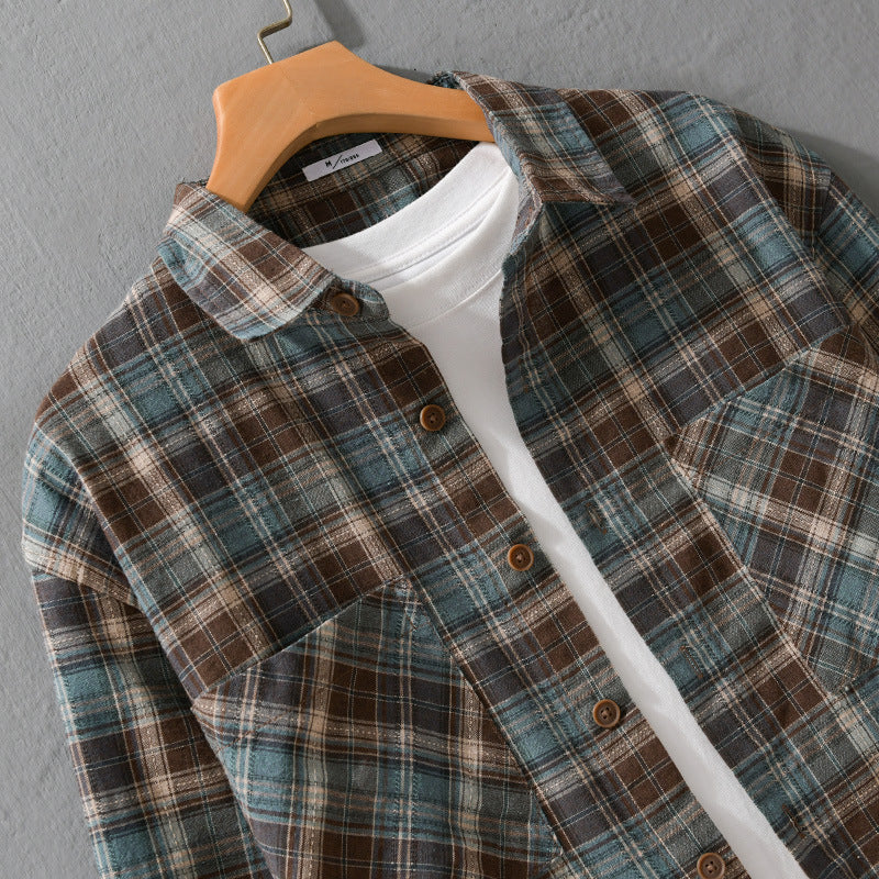 Herren Karo-Flanell-Überhemd aus gebürstetem Baumwollflanell mit aufgesetzten Brusttaschen Echoarchiv