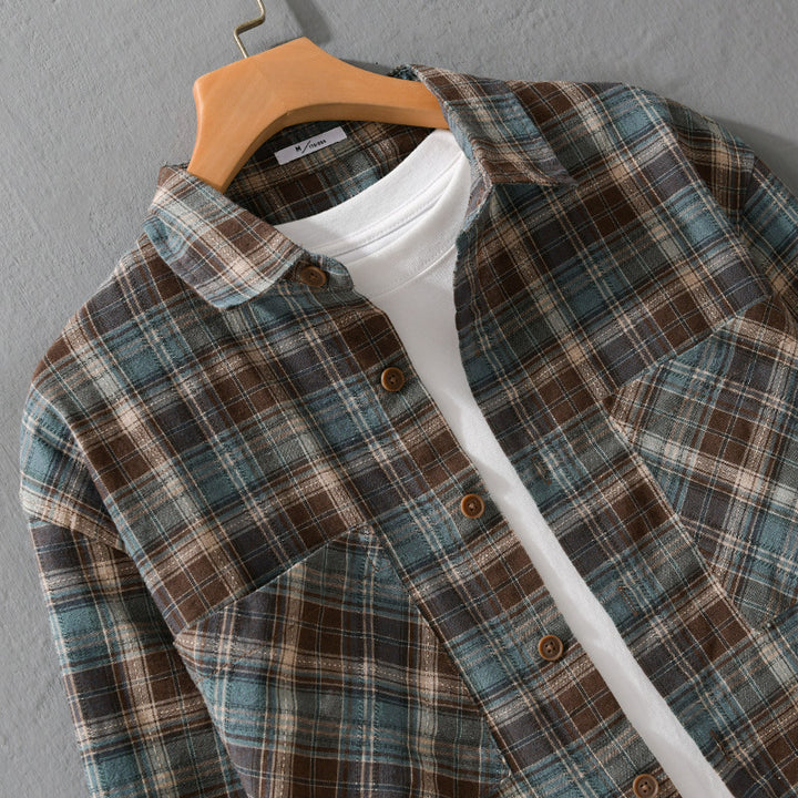 Herren Karo-Flanell-Überhemd aus gebürstetem Baumwollflanell mit aufgesetzten Brusttaschen Echoarchiv