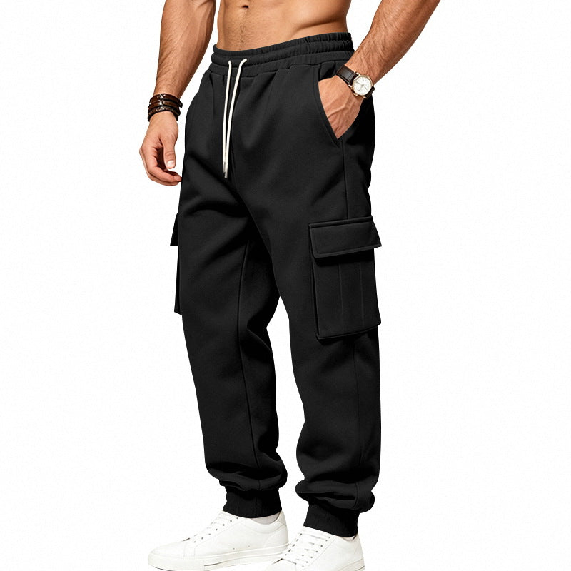 Herren locker geschnittene Cargo-Jogginghose mit elastischem Bund und großen Klappentaschen Echoarchiv
