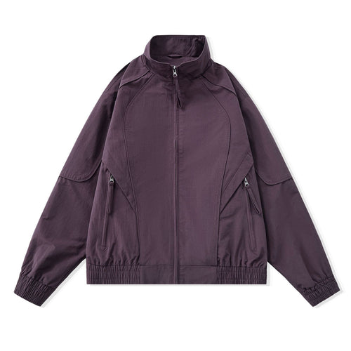 Damen Kurze Boxy‑Utility‑Jacke mit ergonomischen Teilungsnähten, hohem Stehkragen und Kordelzug Echoarchiv