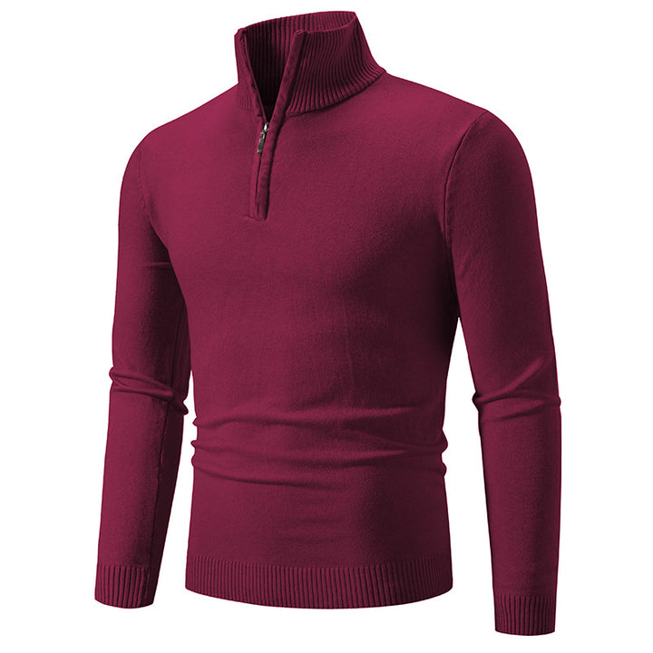 Herren nan Feinstrick-Halbzip-Pullover mit Rippen-Stehkragen und schmaler Passform Echo Archiv