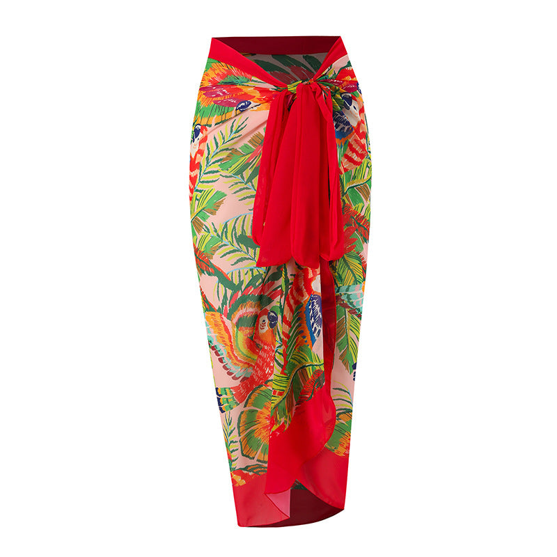 Damen Eleganter Badeanzug mit floralem Detail und transparenter Strandtunika Echo Archiv