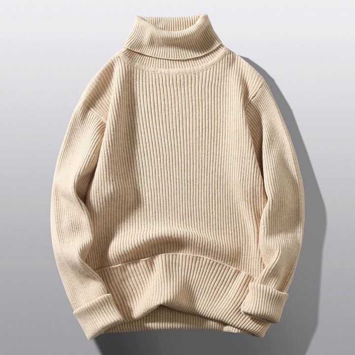 Herren bequemer Rollkragenpullover aus strukturiertem Strick Echoarchiv