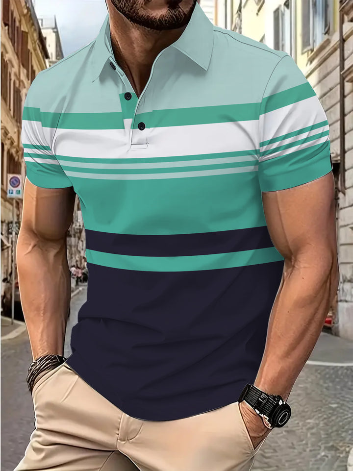 Herren Polohemd mit innovativem Linienmuster Echoarchiv