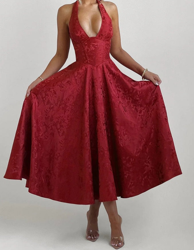 Damen Elegantes Halterneck-Ballkleid mit fließendem Rock Echo Archiv