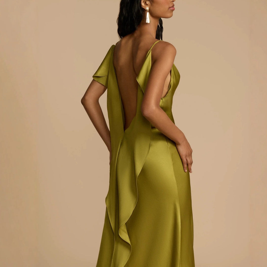 Damen Elegantes Maxikleid mit tiefem Ausschnitt und seitlichem Schlitz Echo Archiv