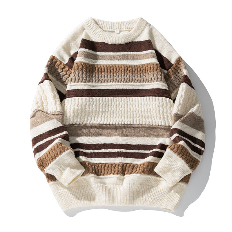 Unisex Strukturierter Streifen-Strickpullover im Oversize-Relaxed-Fit Echo Archiv