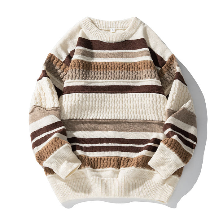 Unisex Strukturierter Streifen-Strickpullover im Oversize-Relaxed-Fit Echo Archiv