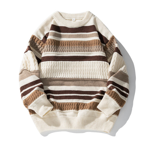 Unisex Strukturierter Streifen-Strickpullover im Oversize-Relaxed-Fit Echo Archiv