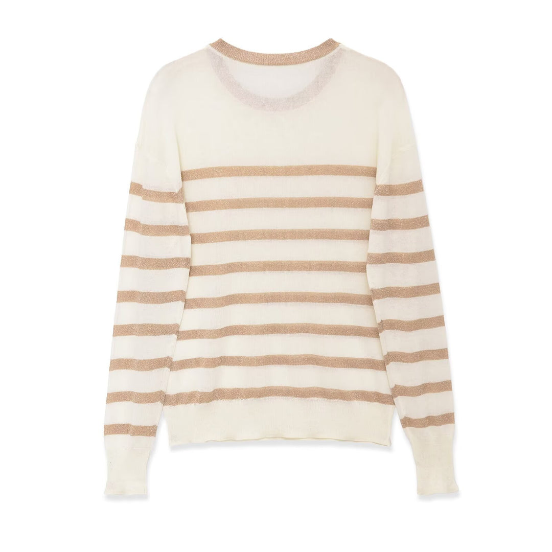 Damen Feinstrickpullover mit Lurex-Streifen und Rundhalsausschnitt Echo Archiv