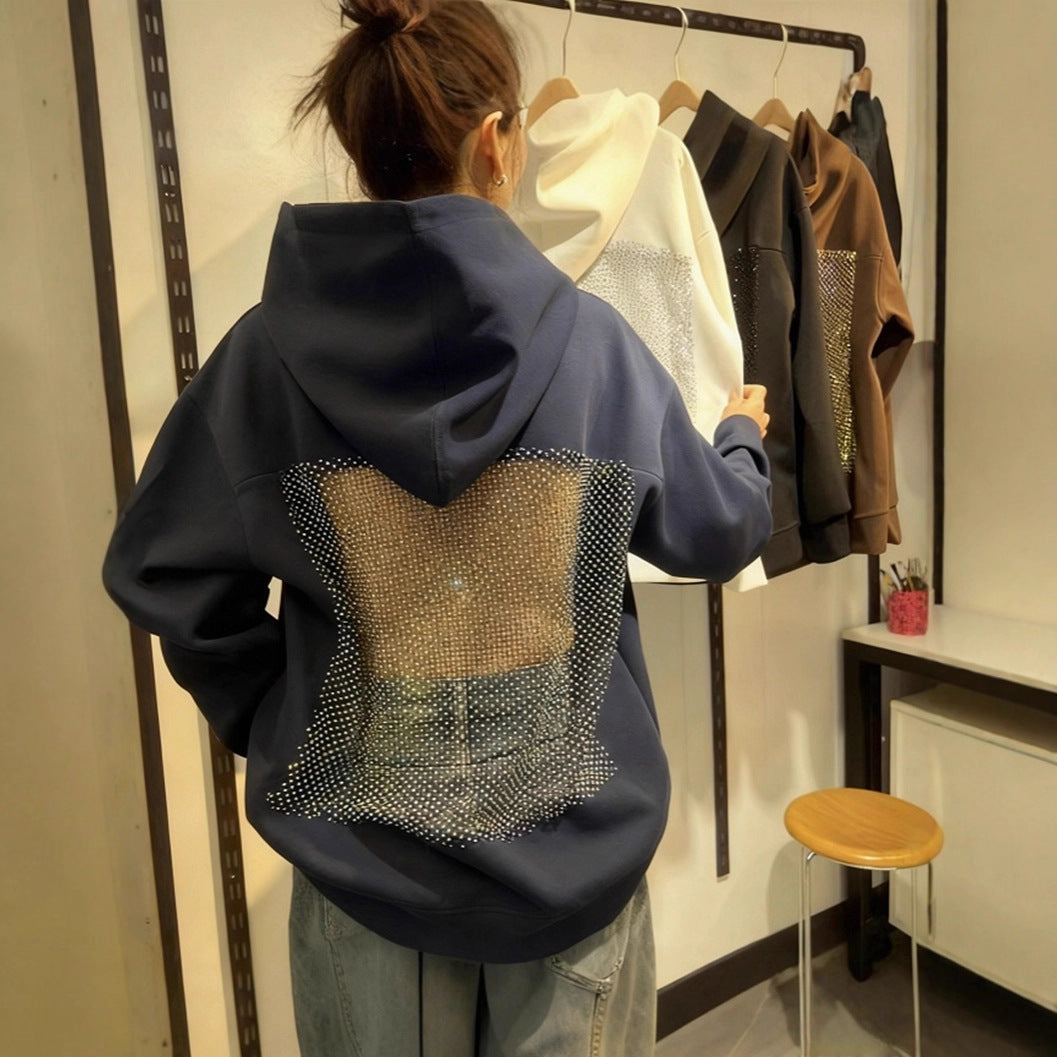 Damen nan Kapuzensweatshirt mit transparenter bestickter Rückenpartie Echo Archiv