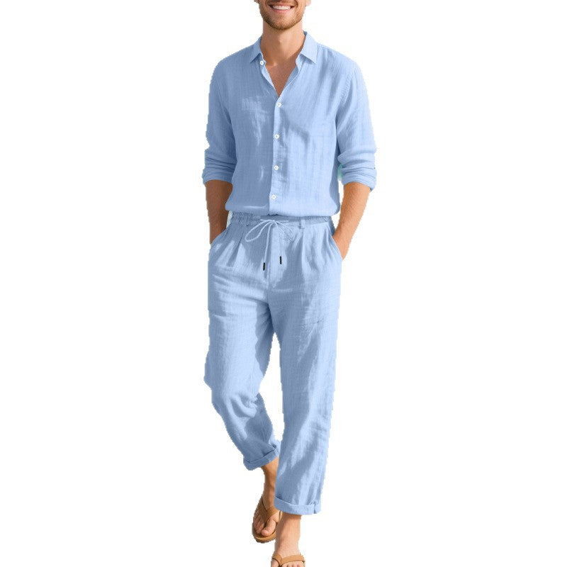 Herren entspannte Leinenhose mit verstellbarem Kordelzug und elastischem Bund – Sorevano