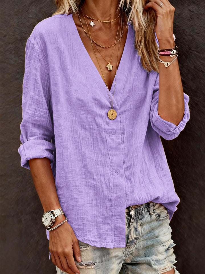 Damen Leichte V-Ausschnitt Bluse aus atmungsaktivem Material Echo Archiv