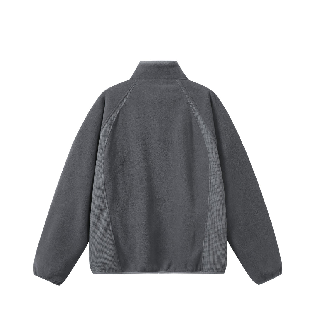 Unisex Fleece-Zippjacke mit Stehkragen und strukturierten Seiteneinsätzen Echoarchiv