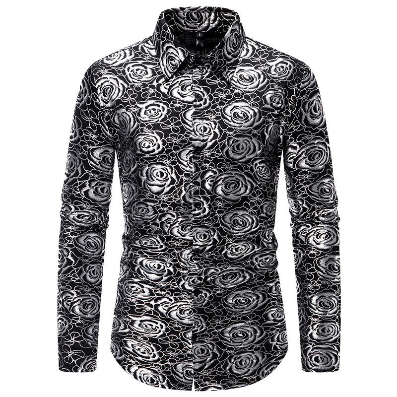Herren Langarmhemd mit floralem Gold-Design Echoarchiv