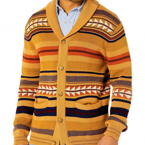 Herren Strickjacke mit geometrischem Muster und praktischen Taschen Echoarchiv