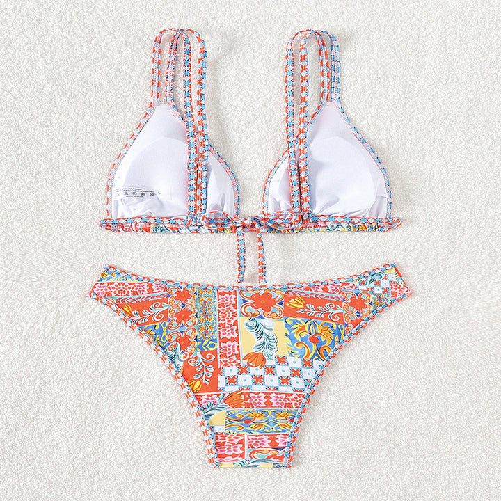 Damen Triangel-Bikini-Set mit eleganten Mustern und verstellbaren Trägern Echo Archiv