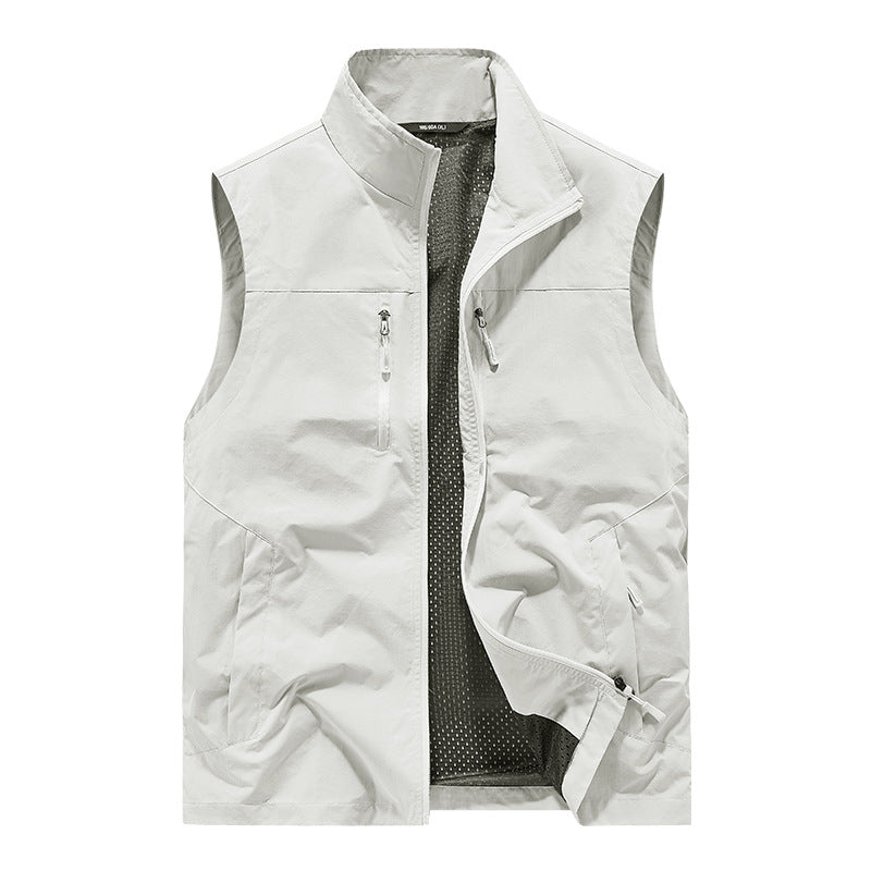 Herren Leichte Outdoorweste mit Mesh-Innenfutter und Multifunktionstaschen Echoarchiv