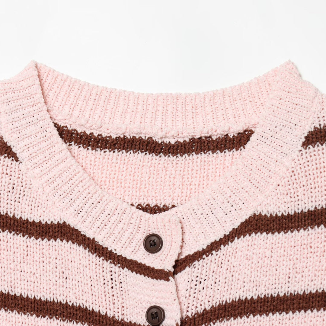Damen Kurzarm Strickjacke mit Streifenmuster Echo Archiv