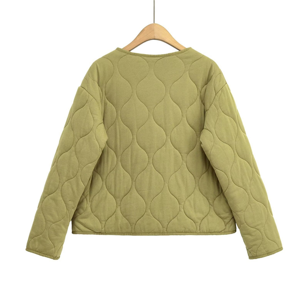 Damen Steppjacke ohne Kragen mit kastiger Silhouette und tonaler Wellensteppung Echo Archiv