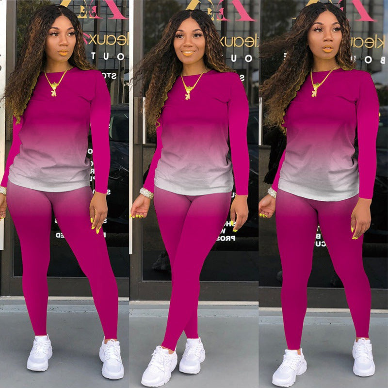 Damen Zweiteiliges Stretch-Set mit Langarmshirt und High-Waist-Leggings – Avérine