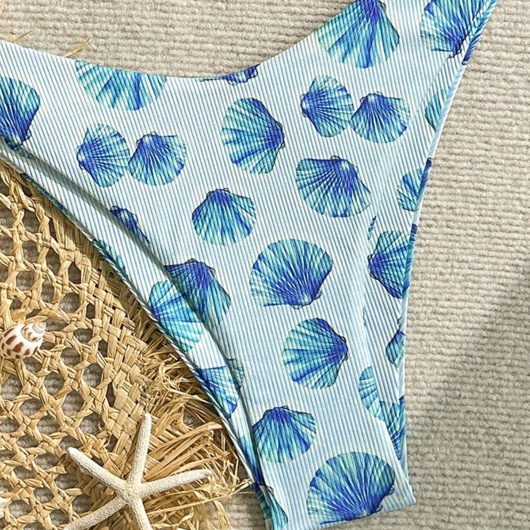 Damen Triangel-Bikini mit Muschel-Print und zarten Rüschendetails Echo Archiv