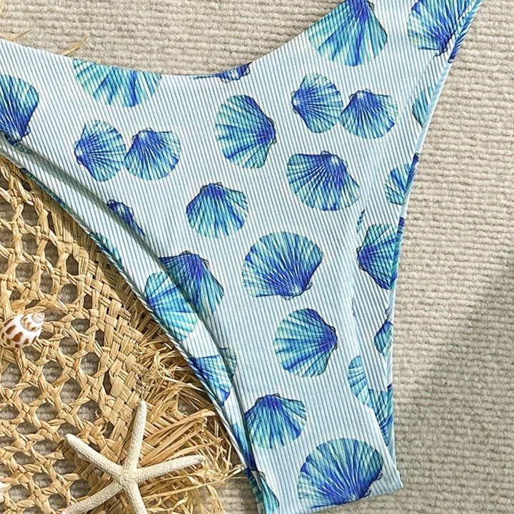 Damen Triangel-Bikini mit Muschel-Print und zarten Rüschendetails Echo Archiv