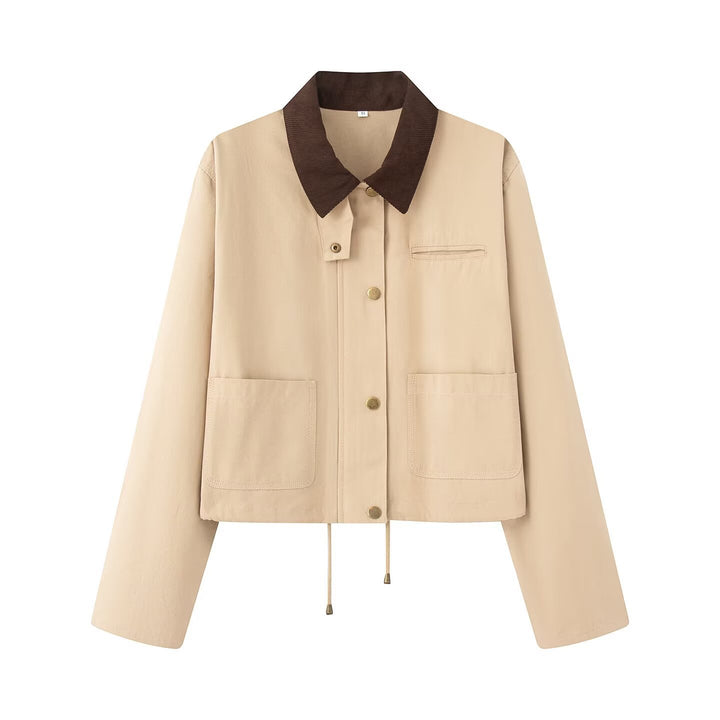 Damen Cropped-Fieldjacke mit Cordkragen, Druckknopfleiste und Tunnelzug Echo Archiv