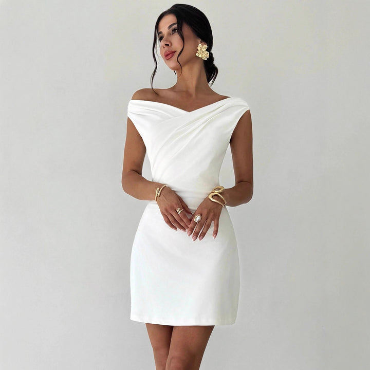 Damen nan schulterfreies Etuikleid mit überkreuzter Ausschnittdrapierung und taillierter Silhouette Echo Archiv