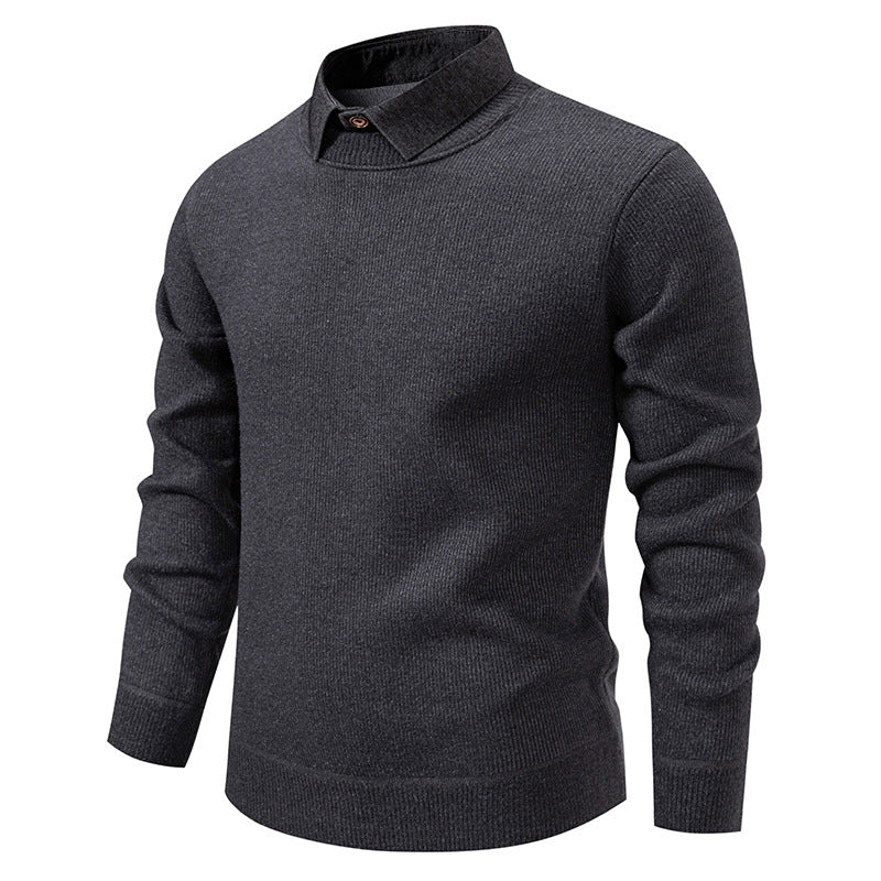 Echoarchiv | Herren Strickpullover mit Kontrastkragen
