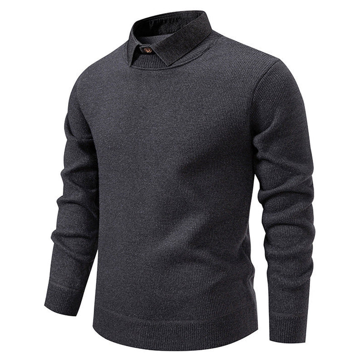Echoarchiv | Herren Strickpullover mit Kontrastkragen