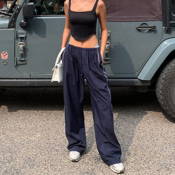 Damen Sportliche Hose mit weitem Schnitt und elastischem Bund Echoarchiv