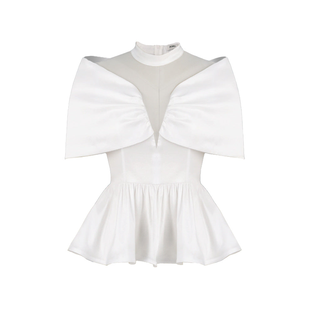 Damen elegante Peplum-Bluse mit transparenten Details Echo Archiv