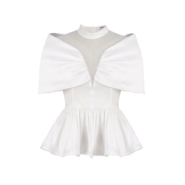 Damen elegante Peplum-Bluse mit transparenten Details Echo Archiv