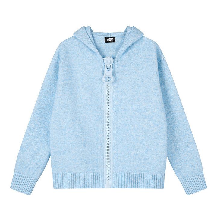 Damen Kapuzen-Strickjacke mit übergroßem Reißverschluss und softem Mohair-Mix Echoarchiv