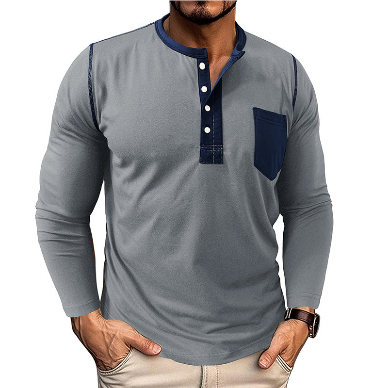 Herren Langarmshirt mit modernem Henley-Kragen Echoarchiv