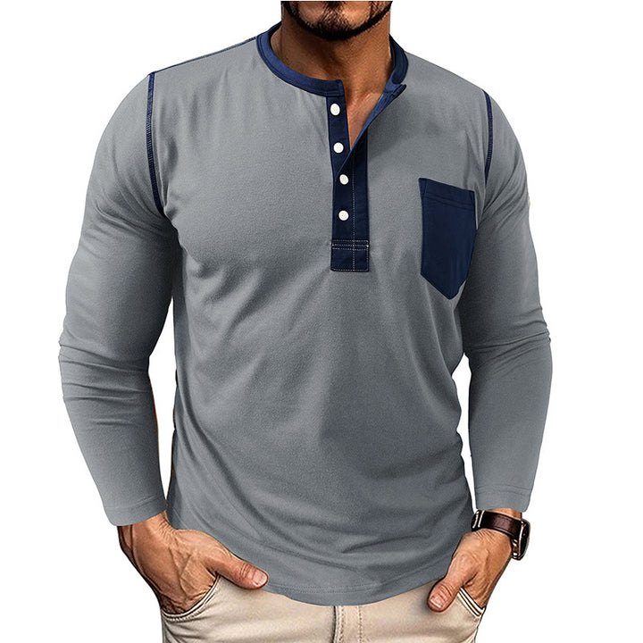 Herren Langarmshirt mit modernem Henley-Kragen Echoarchiv