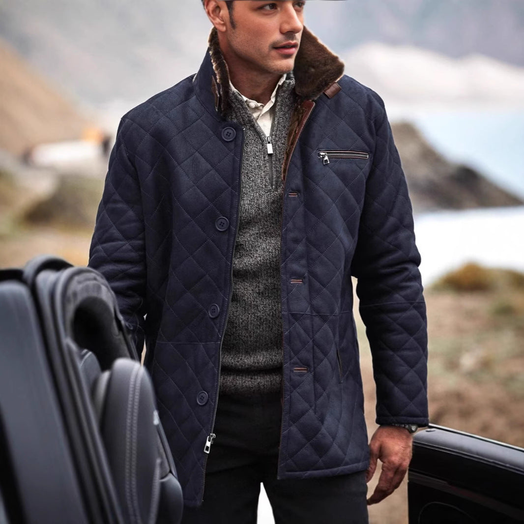 Herren Steppjacke mit luxuriösem Kunstfellkragen Echoarchiv